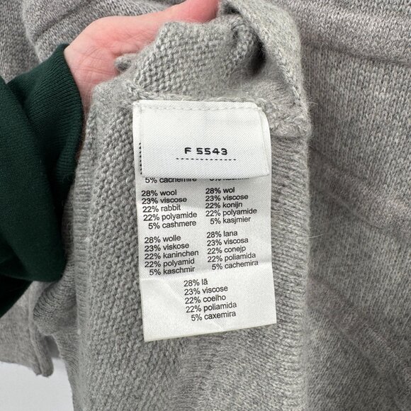 Lacoste Ribbed Sweater‎ Womens 32 Gray Wool Viscose Blend Side Slits - Picture 7 of 7